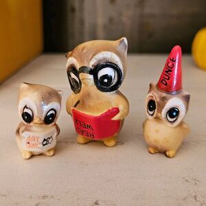 Vintage Josef Originals Figurines Smart School Owls Students And Teacher Dunce